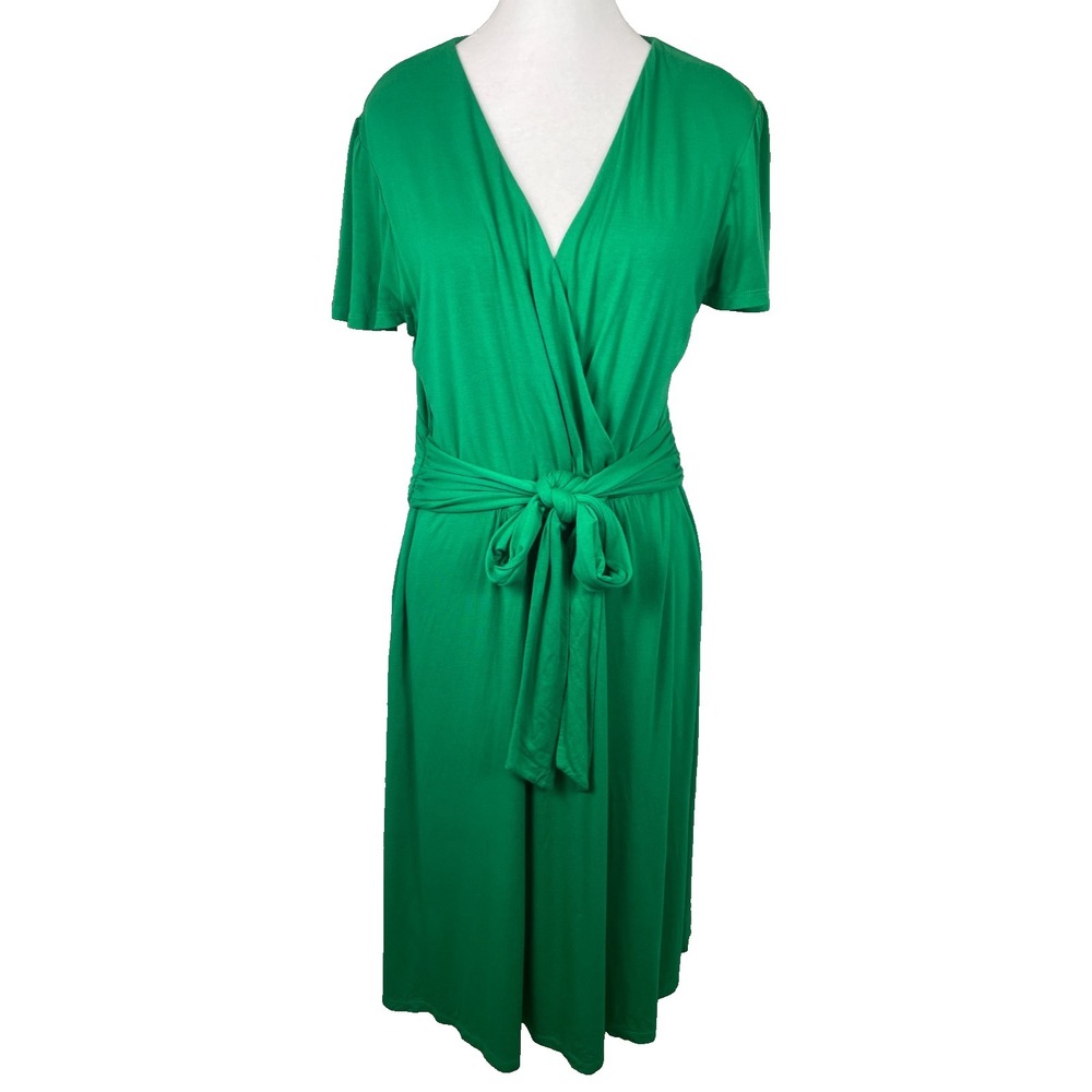 Boden Evangeline Dress Womens 10 UK 14 Kelly Green Wrap Jersey Midi Pockets